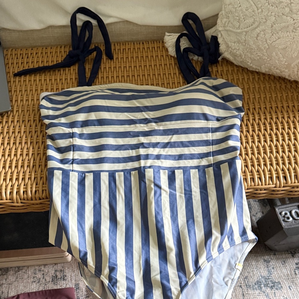 Summersalt Blue and White Striped One Piece Swimsuit